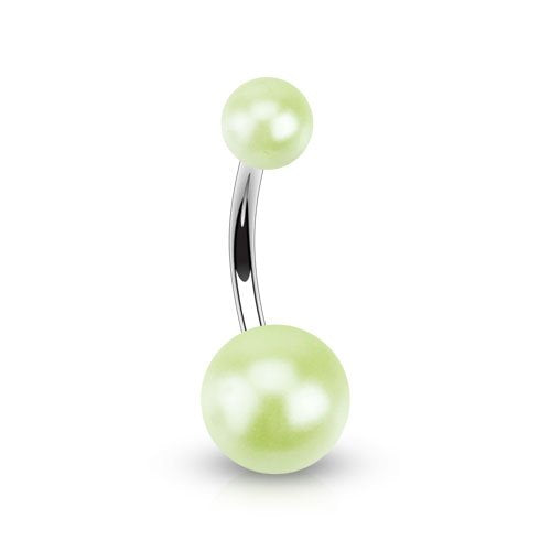 Bauchnabelpiercing PERL-Effekt ACRYL-Kugeln 8mm 1,6mm 10mm Nabelpiercing Chirurgenstahl Bananabell Silber viele Farben