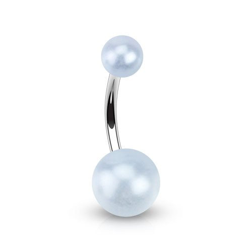 Bauchnabelpiercing PERL-Effekt ACRYL-Kugeln 8mm 1,6mm 10mm Nabelpiercing Chirurgenstahl Bananabell Silber viele Farben