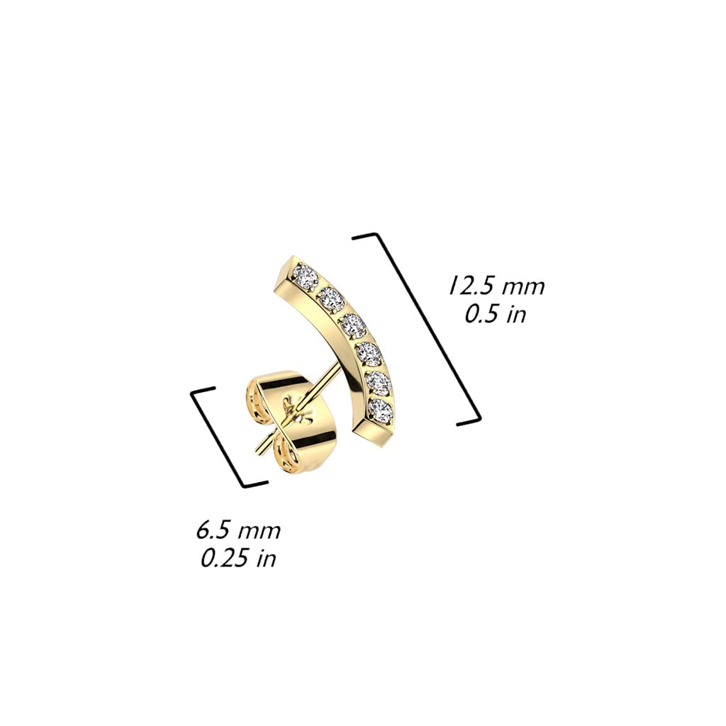 1 Paar Damen Ohrstecker Zirkonia Bogen Clear Chirurgenstahl Ohrringe Ohrhänger Silber Gold Roségold