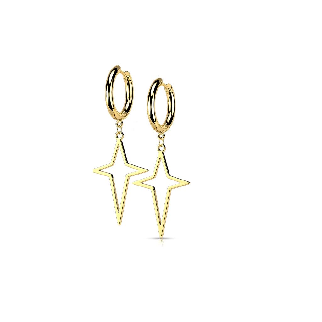 1 Paar Damen Creolen Ohrhänger Stern-Anhänger Ohrringe Ohrstecker Silber Gold Schwarz
