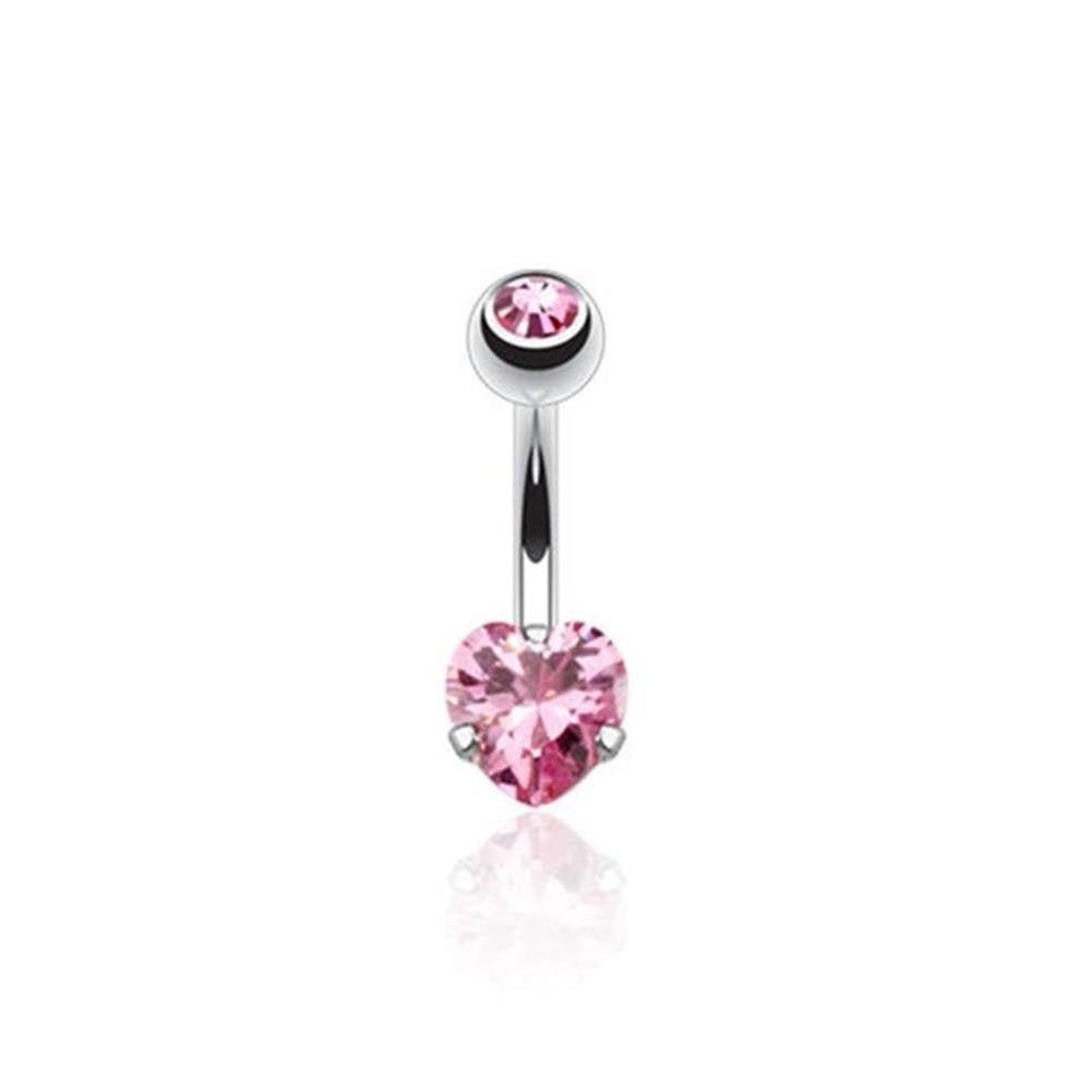 Bauchnabelpiercing Herz Zirkonia 7 x 8,5mm Nabelpiercing 1,6mm 10mm Chirurgenstahl Bananabell Clear Pink Aqua Rot Lila