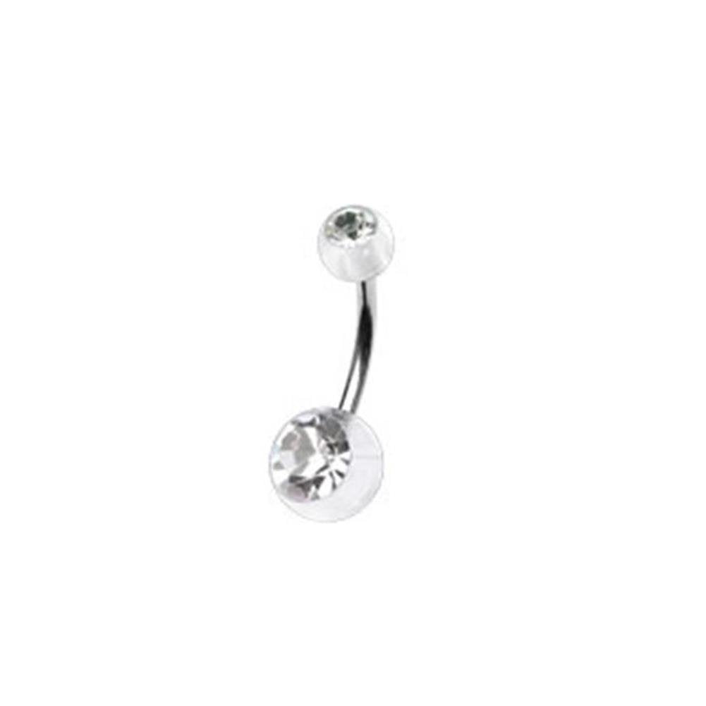 Bauchnabelpiercing 1,6mm 11mm Nabelpiercing Chirurgenstahl Bananabell Acryl-Ball Zirkonia Silber