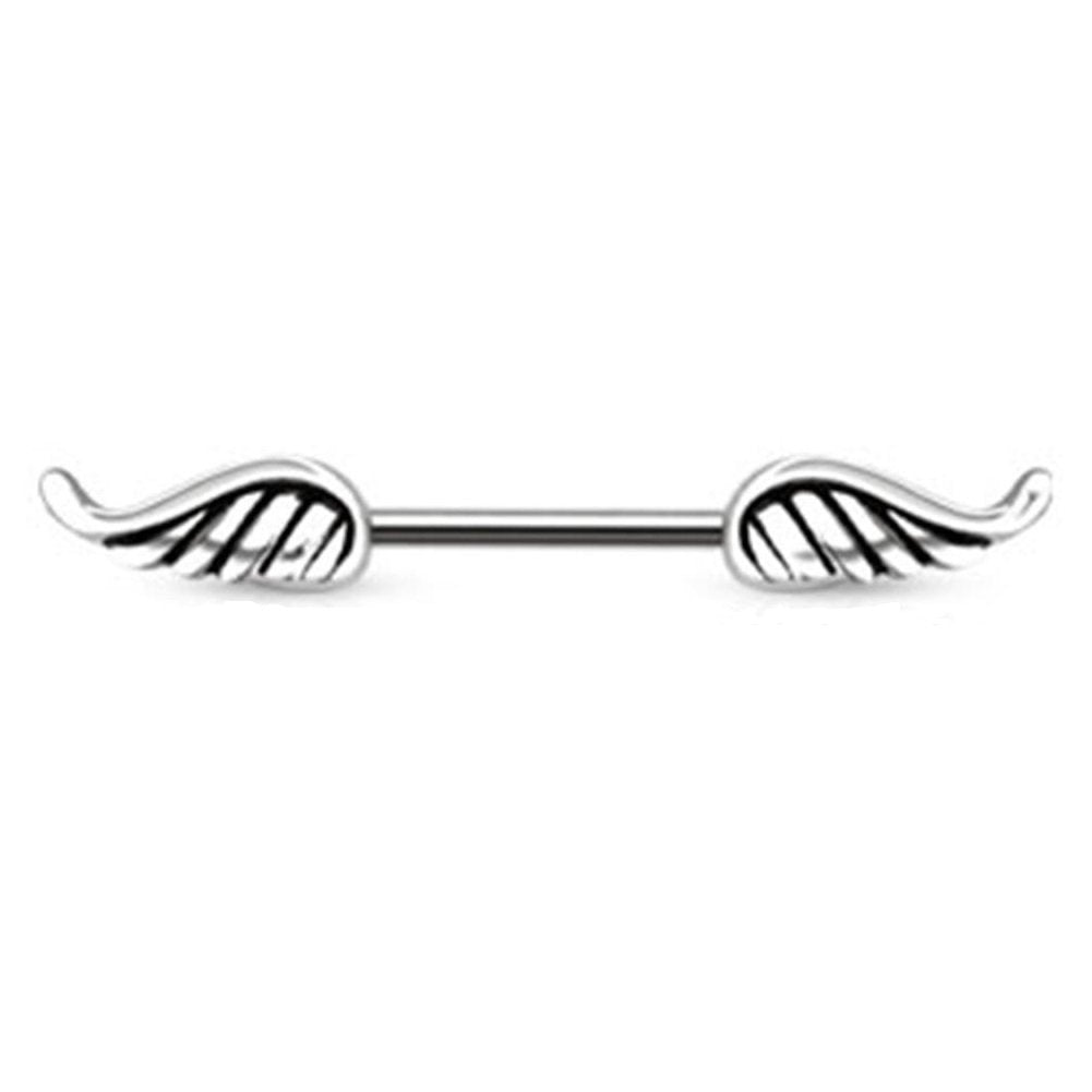Engels-FLÜGEL Brustwarzenpiercing Brustpiercing Nippelpiercing Edelstahl VERGOLDET KRISTALL ZIRKONIA Clear PINK Aqua 1,6mm 12mm
