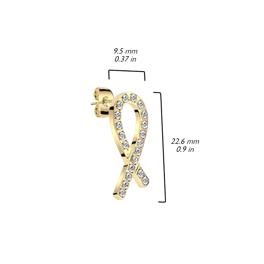 1 Paar Damen Ohrstecker Zirkonia Schleife Clear Chirurgenstahl Ohrringe Ohrhänger Silber Gold
