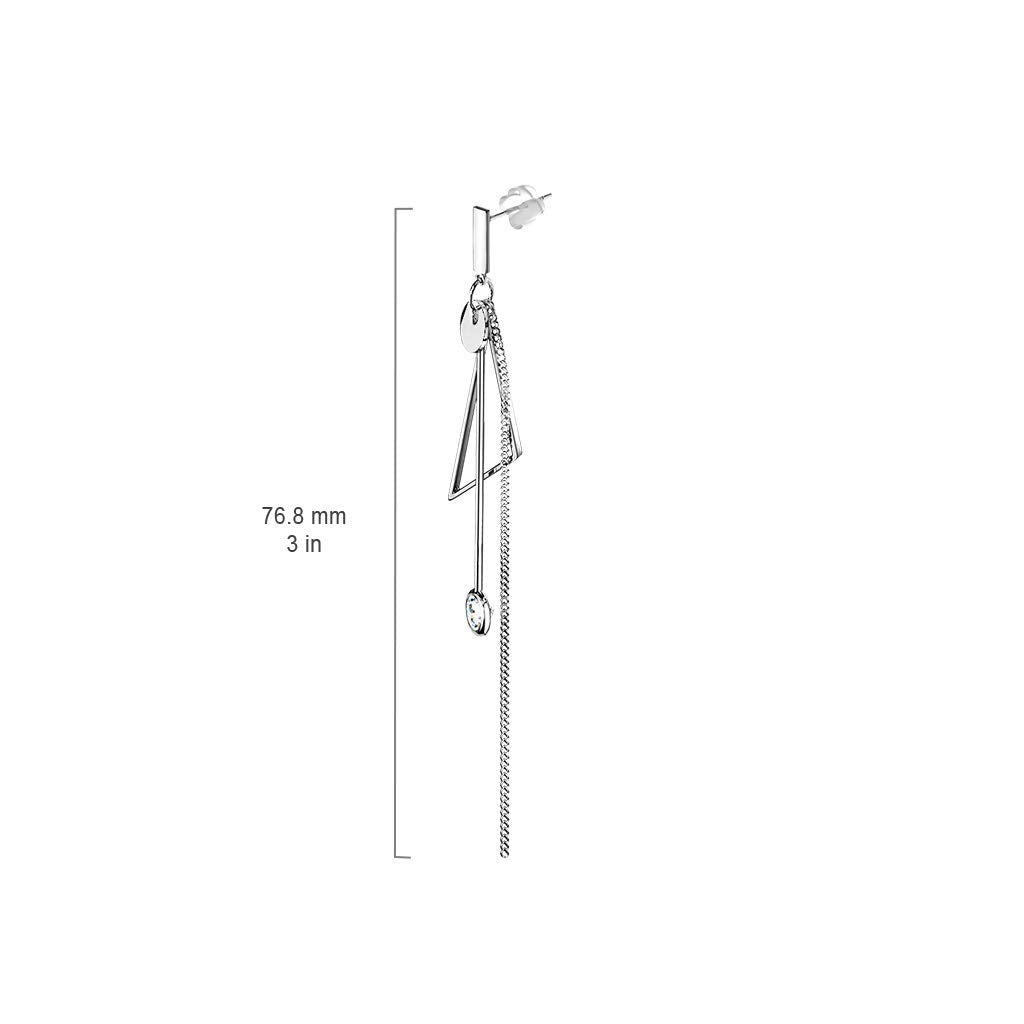 1 Paar Damen Ohrringe Geoemtrische Formen Kette Zirkonia-Anhänger Ohrhänger Ohrstecker Silber Clear