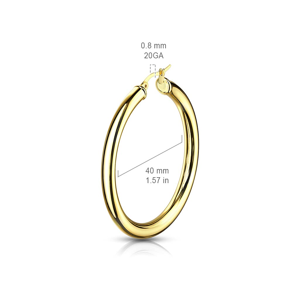 1 Paar Damen Creolen Ohrringe 5mm breit Ohrstecker Gold Roségold Silber