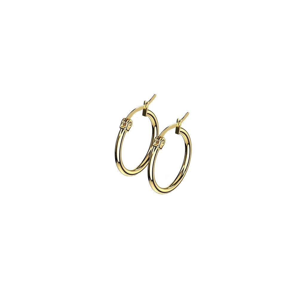 1 Paar Damen CREOLEN Ohrringe Ohrstecker Chirurgenstahl Gold 10 15 20 25 30 35 40 45 50 55 60 65 70 75 mm