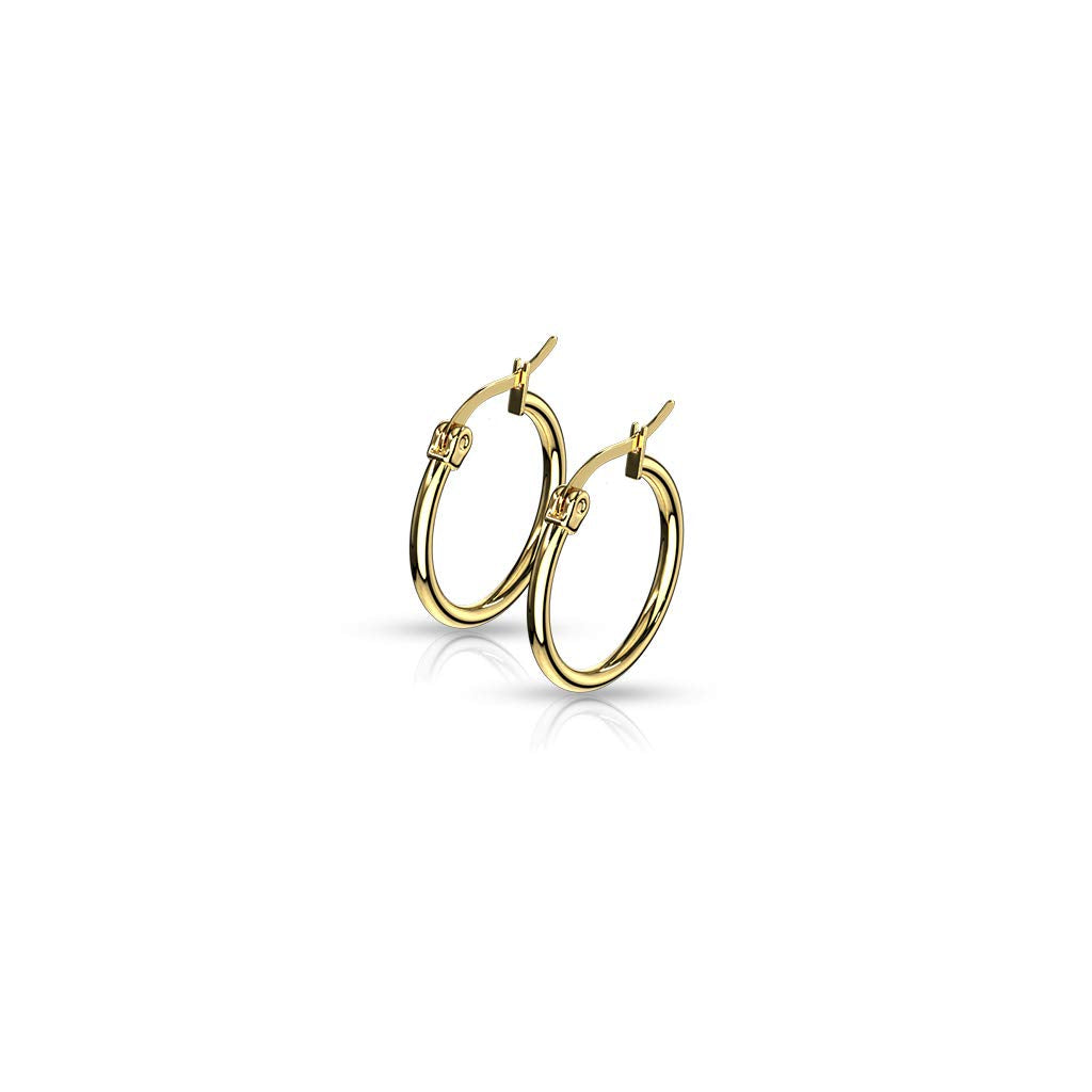 1 Paar Damen CREOLEN Ohrringe Ohrstecker Chirurgenstahl Gold 10 15 20 25 30 35 40 45 50 55 60 65 70 75 mm