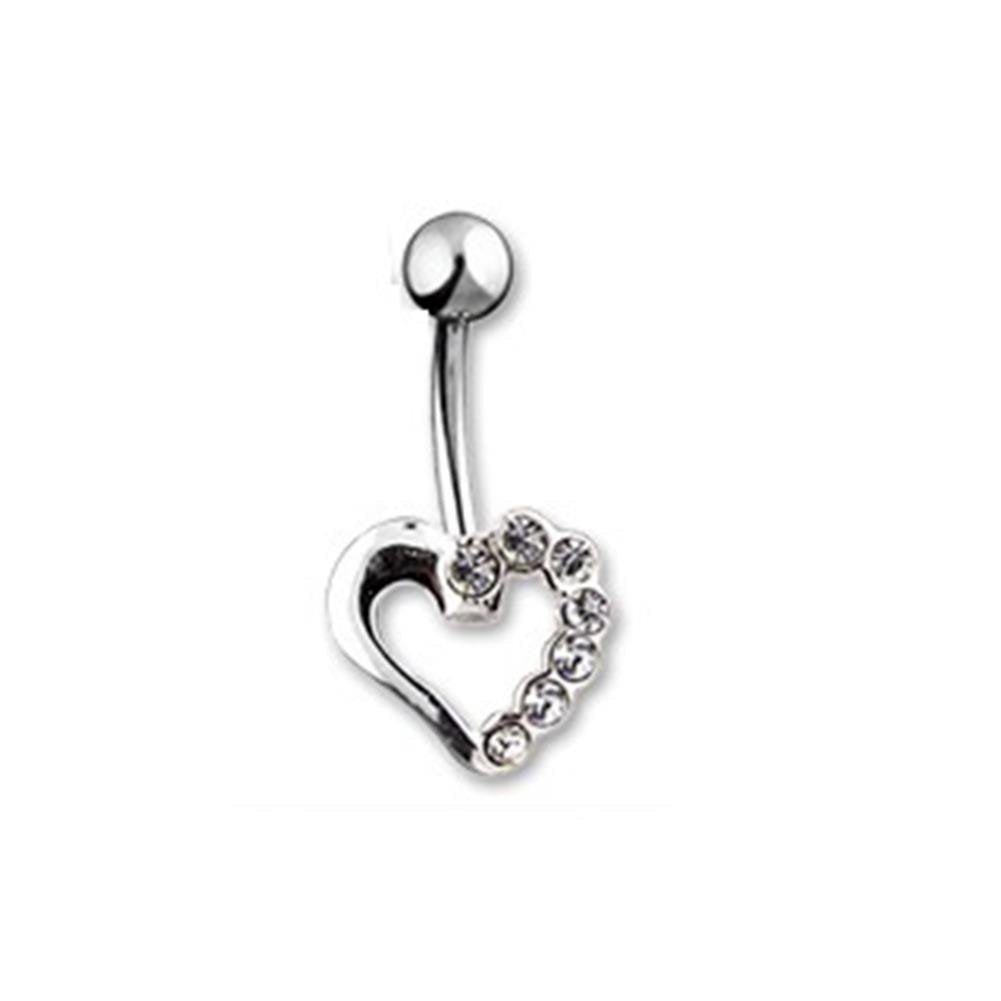 Bauchnabelpiercing 1,6mm 10mm Herz Nabelpiercing Edelstahl Chirurgenstahl Bananabell Zirkonia Silber Gold 14 Karat