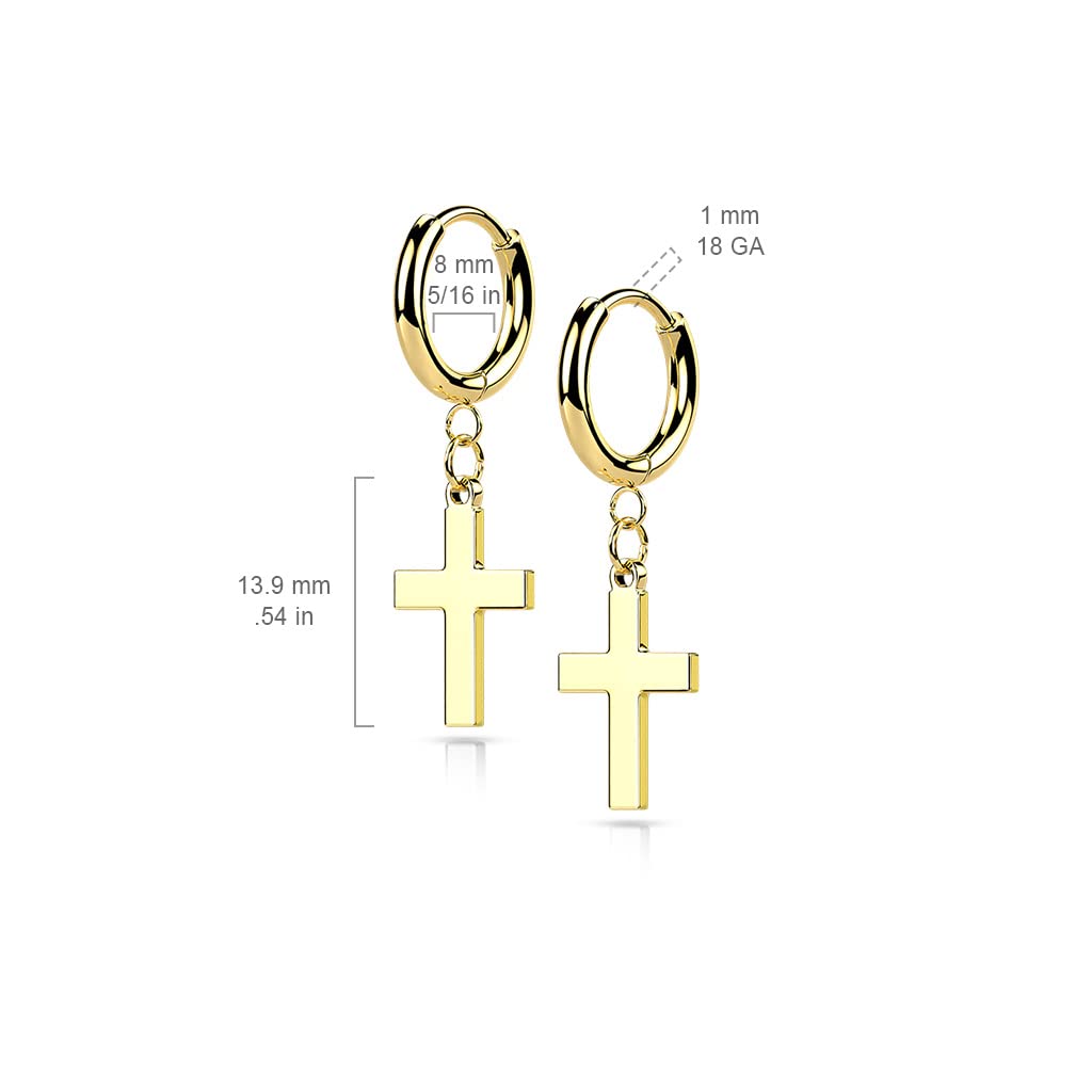 1 Paar Damen Creolen Ohrhänger Kreuz-Anhänger Ohrringe Ohrstecker Chirurgenstahl Silber Gold Schwarz Roségold