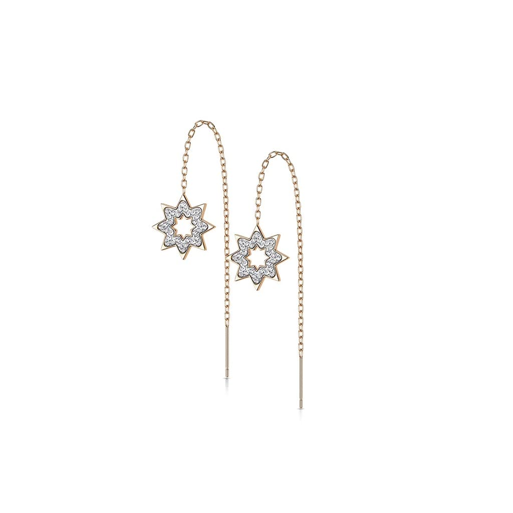 1 Paar Damen Ohrringe Durchzieher Kristall Pavé Clear Schneeflocke Anhänger Ohrringe Ohrstecker Chirurgenstahl Silber Gold Roségold