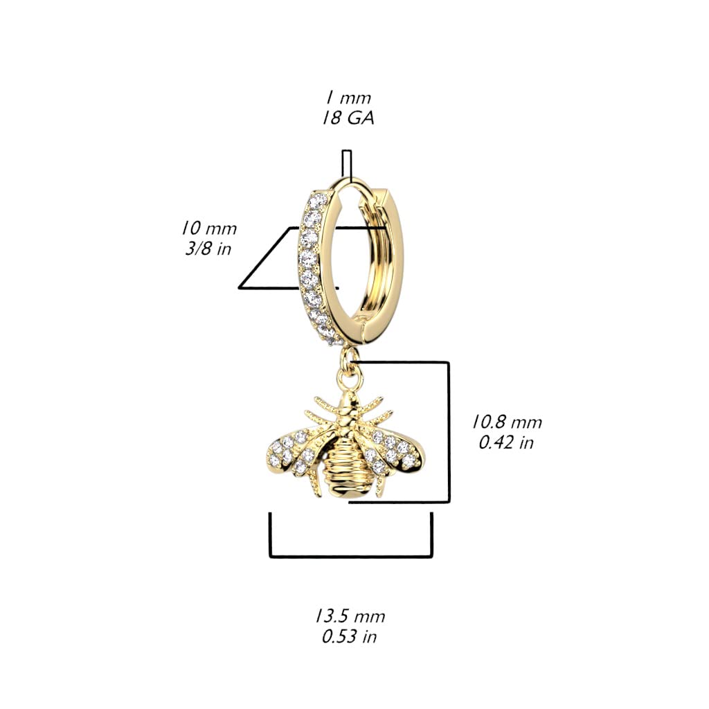 1 Paar Damen Creolen Ohrhänger Anhänger Biene Pavé Zirkonia Clear Ohrringe Ohrstecker Silber Gold