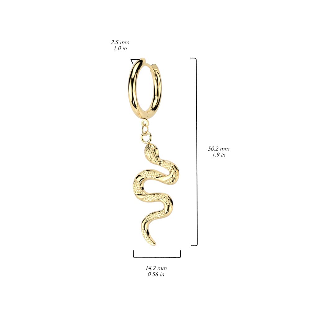 1 Paar Damen Creolen Ohrhänger Schlangen-Anhänger Ohrringe Ohrstecker Silber Gold Schwarz
