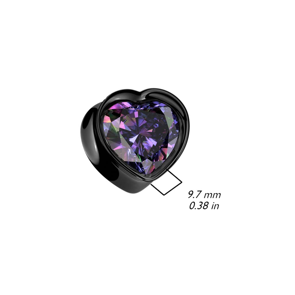 Ohrtunnel Silber Schwarz Herz Zirkonia Clear Bunt Chirurgenstahl Ohrpiercing Ohrschmuck Plug Sattelverschluss 8-16mm