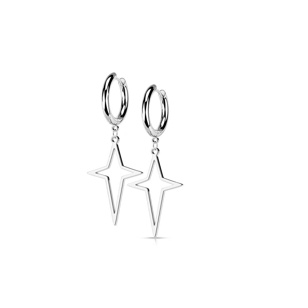 1 Paar Damen Creolen Ohrhänger Stern-Anhänger Ohrringe Ohrstecker Silber Gold Schwarz