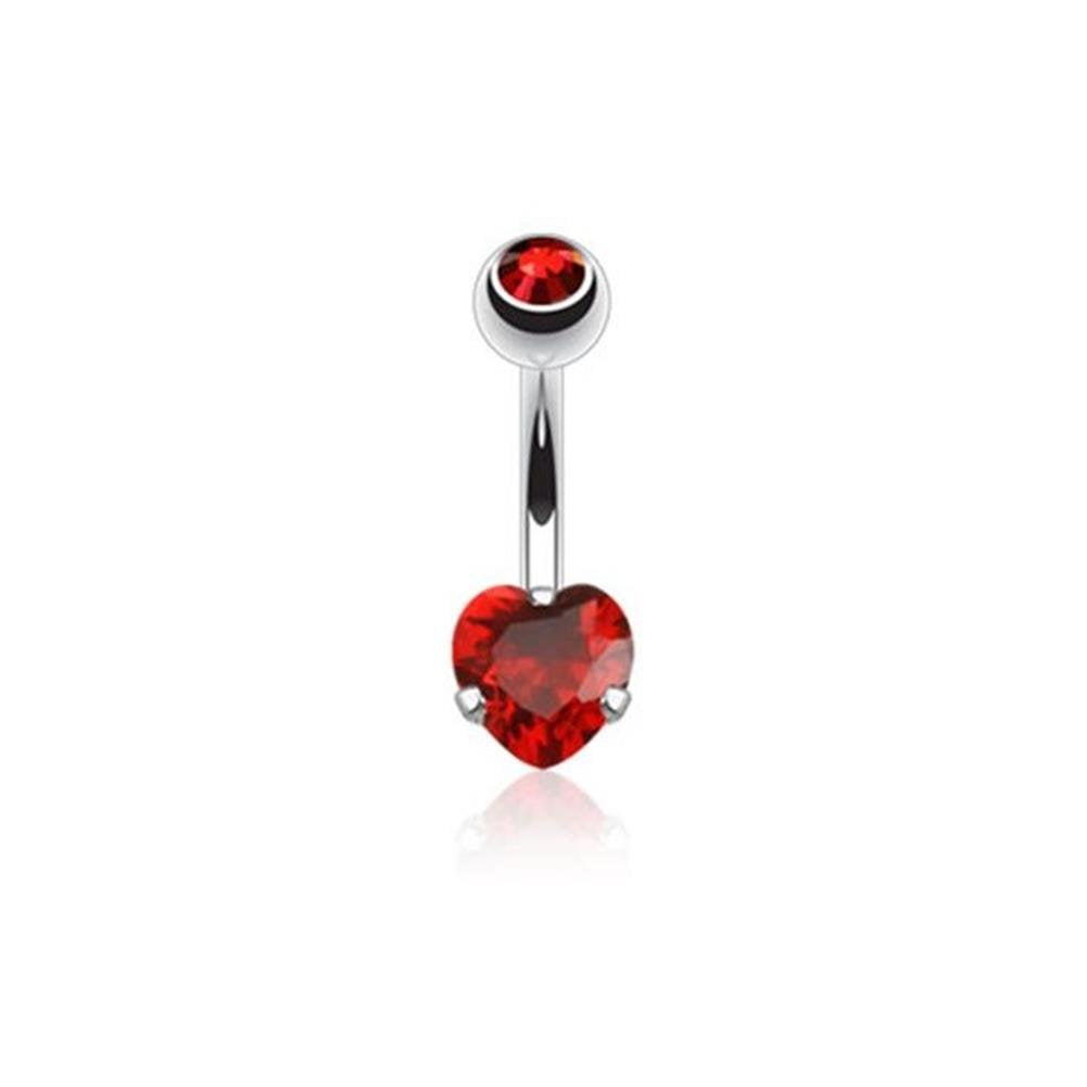 Bauchnabelpiercing Herz Zirkonia 7 x 8,5mm Nabelpiercing 1,6mm 10mm Chirurgenstahl Bananabell Clear Pink Aqua Rot Lila