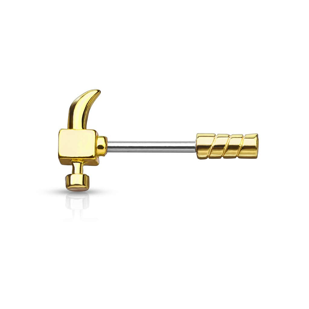 Brustwarzenpiercing Hammer Brustpiercing Intimpiercing Nippelpiercing Chirurgenstahl Gold Schwarz Silber Stab 1,6/12mm