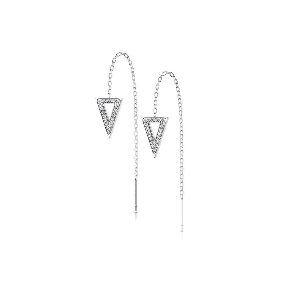 1 Paar Damen Ohrringe Durchzieher Kristall Pavé Clear Dreieck-Anhänger Ohrringe Ohrstecker Chirurgenstahl Silber Gold Roségold