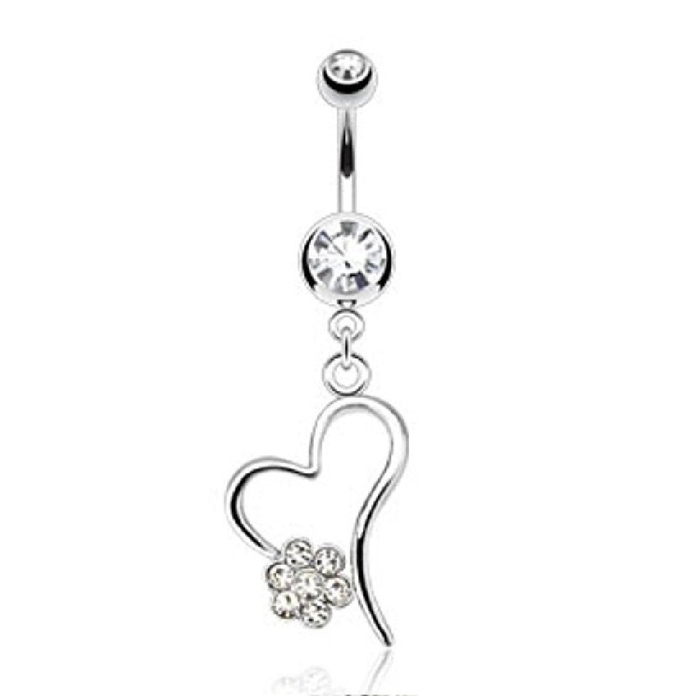 Bauchnabelpiercing Anhänger Herz 1,6mm 10mm Stab Nabelpiercing Edelstahl Chirurgenstahl Bananabell Zirkonia 14 Karat vergoldet