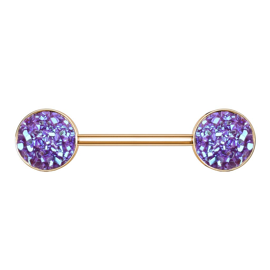 Brustwarzenpiercing Glitzer KRISTALL-Steine Brustpiercing Nippelpiercing Chirurgenstahl Roségold Multicolor Stab 1,6/14mm Stein 9mm