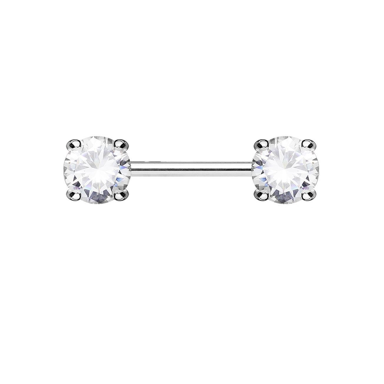 Brustwarzenpiercing 2 Grosse RUNDE ZIRKONIA Brustpiercing Nippelpiercing Edelstahl viele Farben Stab 1,6mm 12+mm