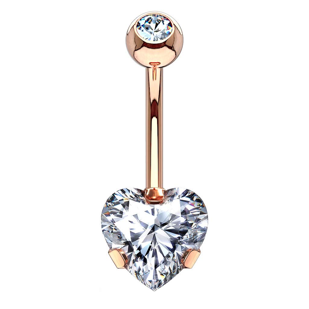 Bauchnabelpiercing ZIRKONIA Herz Nabelpiercing Chirurgenstahl Bananabell Multicolor Stab 1,6/10mm