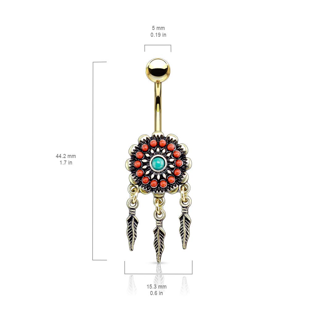 Bauchnabelpiercing AZTEKEN-Design Nabelpiercing Chirurgenstahl Bananabell Gold Silber viele Farben Stab 1,6/10mm