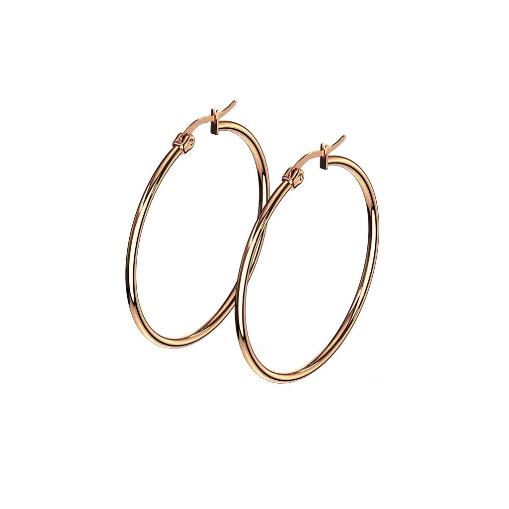 1 Paar Damen CREOLEN Ohrringe Ohrstecker Chirurgenstahl Roségold 10 15 20 25 30 35 40 45 50 55 60 65 70 75 mm