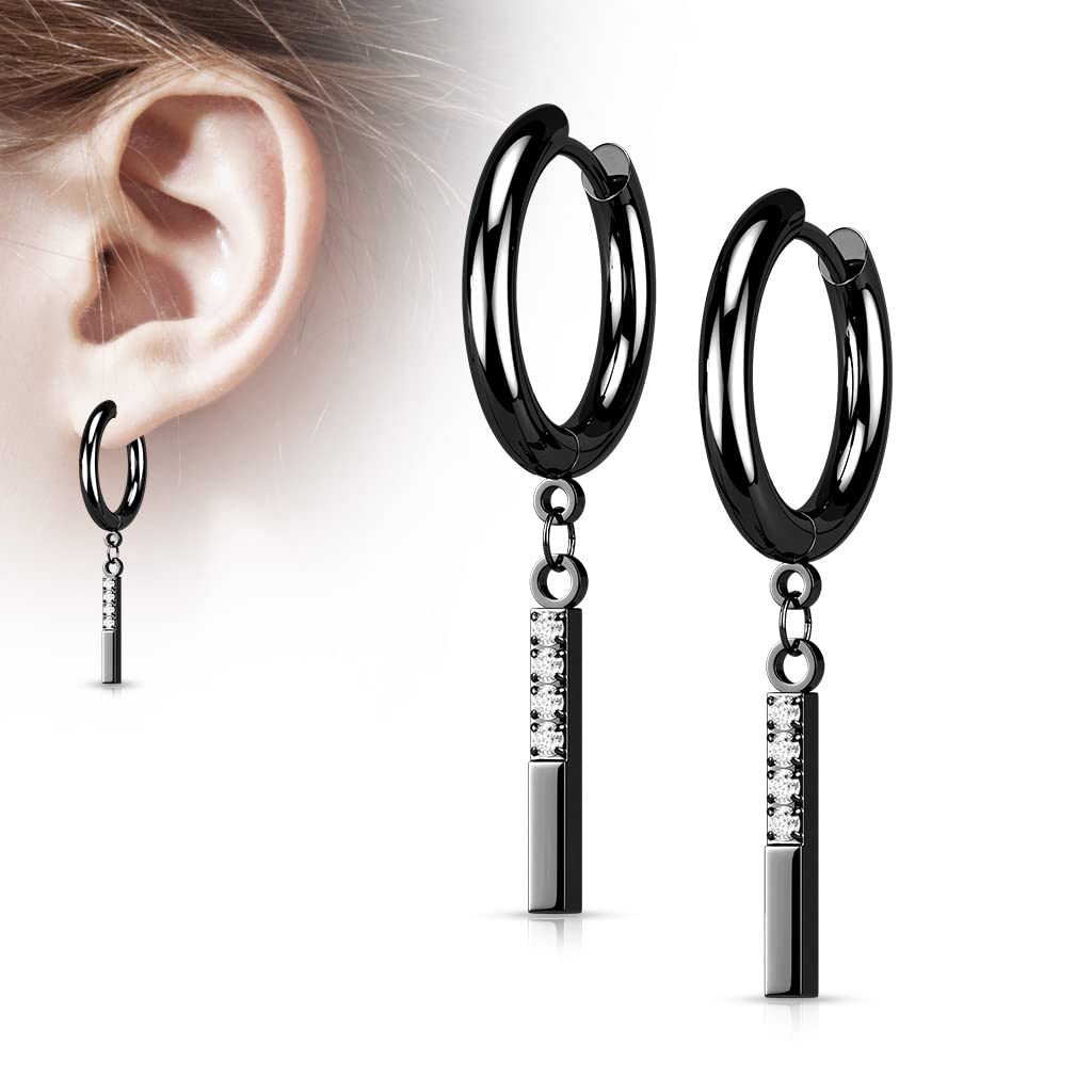 1 Paar Damen Creolen Ohrhänger Anhänger 4 Zirkonia Clear Ohrringe Ohrstecker Silber Gold Schwarz Roségold