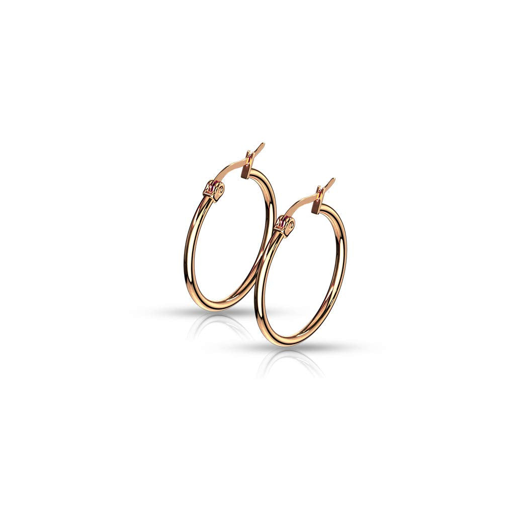 1 Paar Damen CREOLEN Ohrringe Ohrstecker Chirurgenstahl Roségold 10 15 20 25 30 35 40 45 50 55 60 65 70 75 mm