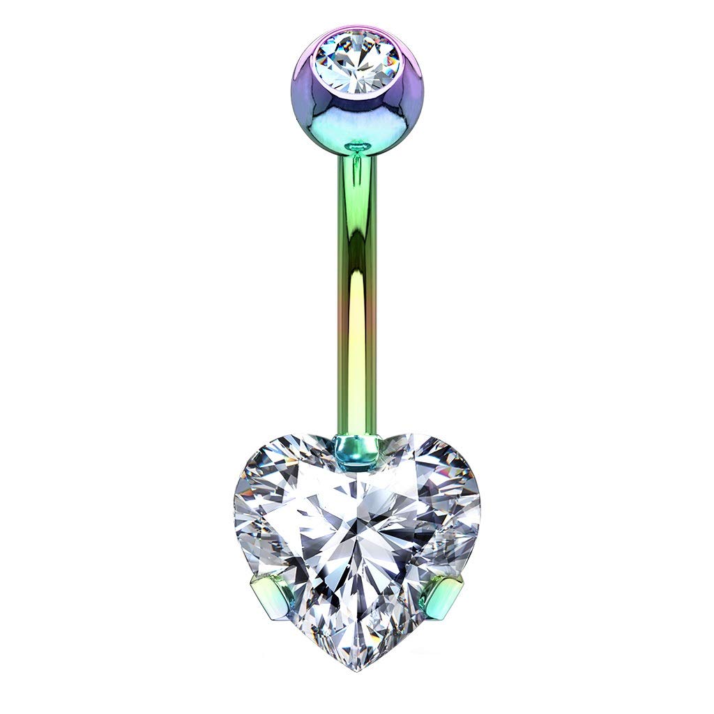 Bauchnabelpiercing ZIRKONIA Herz Nabelpiercing Chirurgenstahl Bananabell Multicolor Stab 1,6/10mm