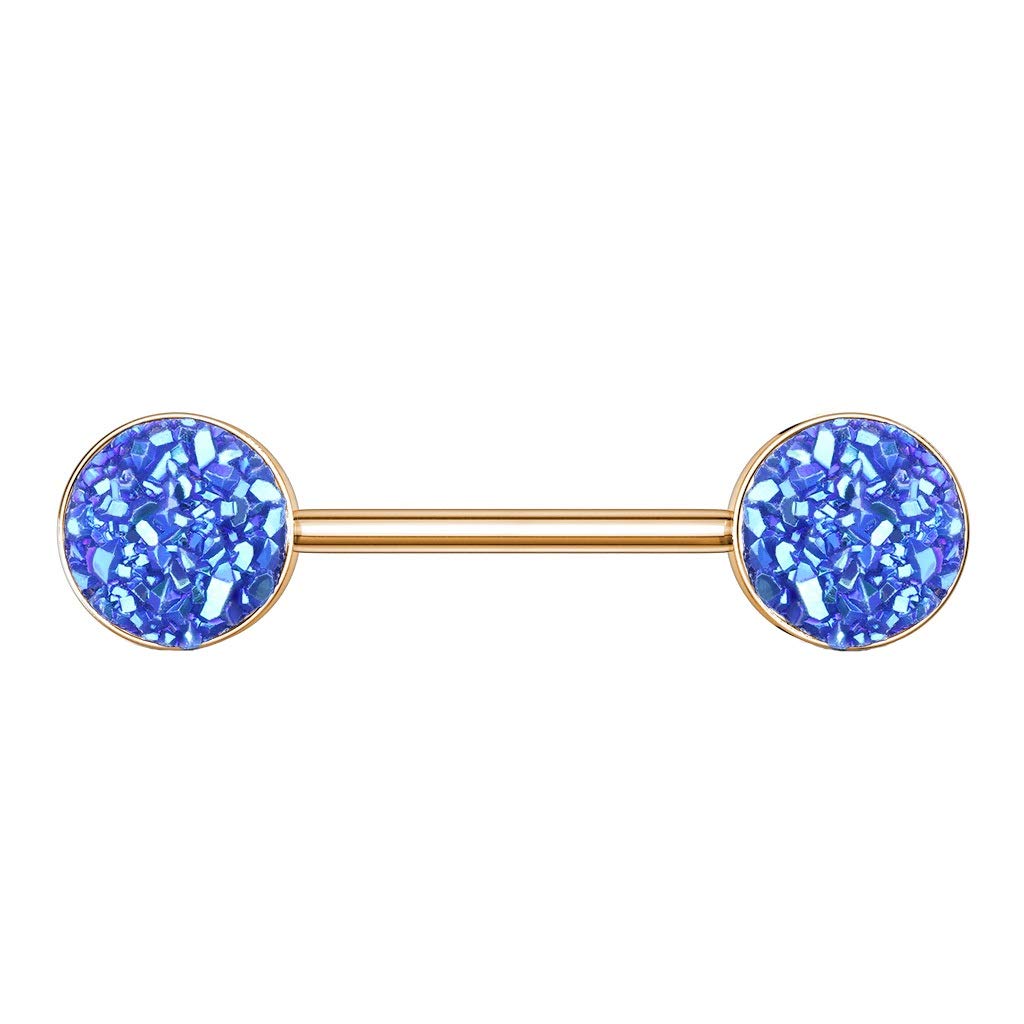 Brustwarzenpiercing Glitzer KRISTALL-Steine Brustpiercing Nippelpiercing Chirurgenstahl Roségold Multicolor Stab 1,6/14mm Stein 9mm