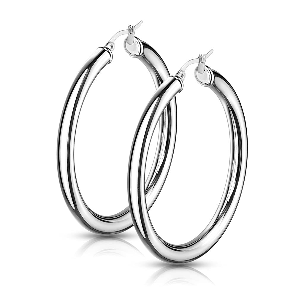 1 Paar Damen Creolen Ohrringe 5mm breit Ohrstecker Gold Roségold Silber