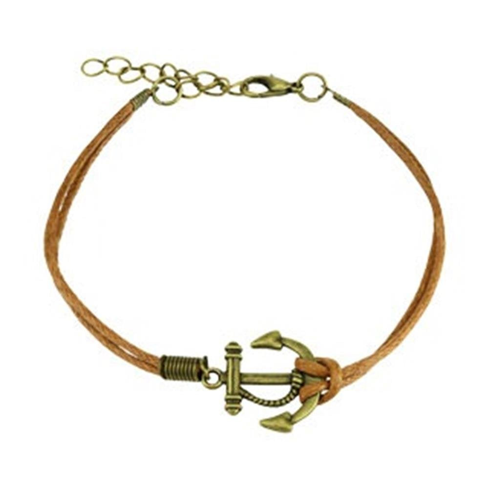 Wickelarmband Kleiner Anker Länge 240mm Breite 2,53mm verstellbar Karabinerverschluss Kunstleder Edelstahl Seil Maritim