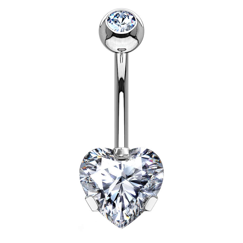 Bauchnabelpiercing ZIRKONIA Herz Nabelpiercing Chirurgenstahl Bananabell Multicolor Stab 1,6/10mm