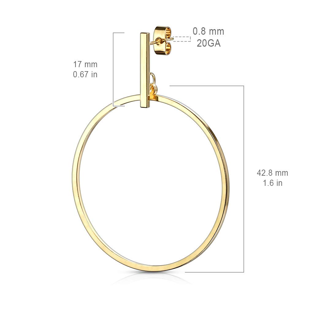 1 Paar Damen Ohrstecker Balken Anhänger Ring rund Ohrringe Chirurgenstahl Steckerverschluss Silber Gold