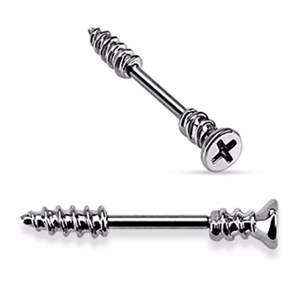Schraube Brustwarzenpiercing Intimpiercing Brustpiercing Nippelpiercing Edelstahl HÄMATIT Gold Silber 1,6mm 11mm