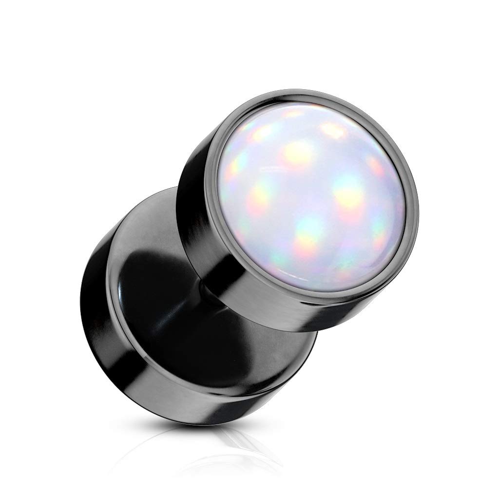 Fake Ohrplug leuchtender Stein Opal-Effekt Ohrpiercing Ohrschmuck Chirurgenstahl Schraubverschluss viele Farben 8mm