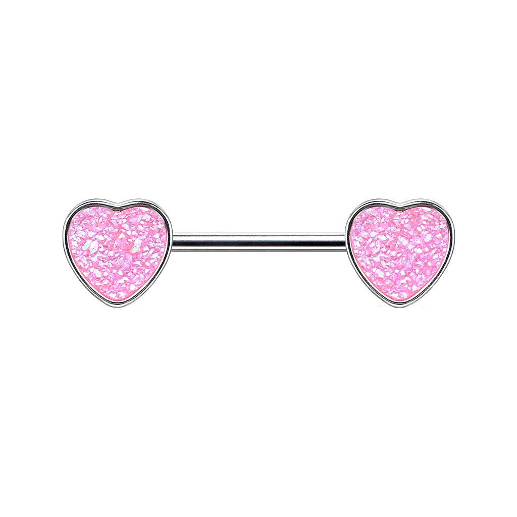Brustwarzenpiercing Glitzer-Stein Herz Brustpiercing Nippelpiercing Chirurgenstahl Silber Schwarz Pink Aqua Stab 1,6/14mm