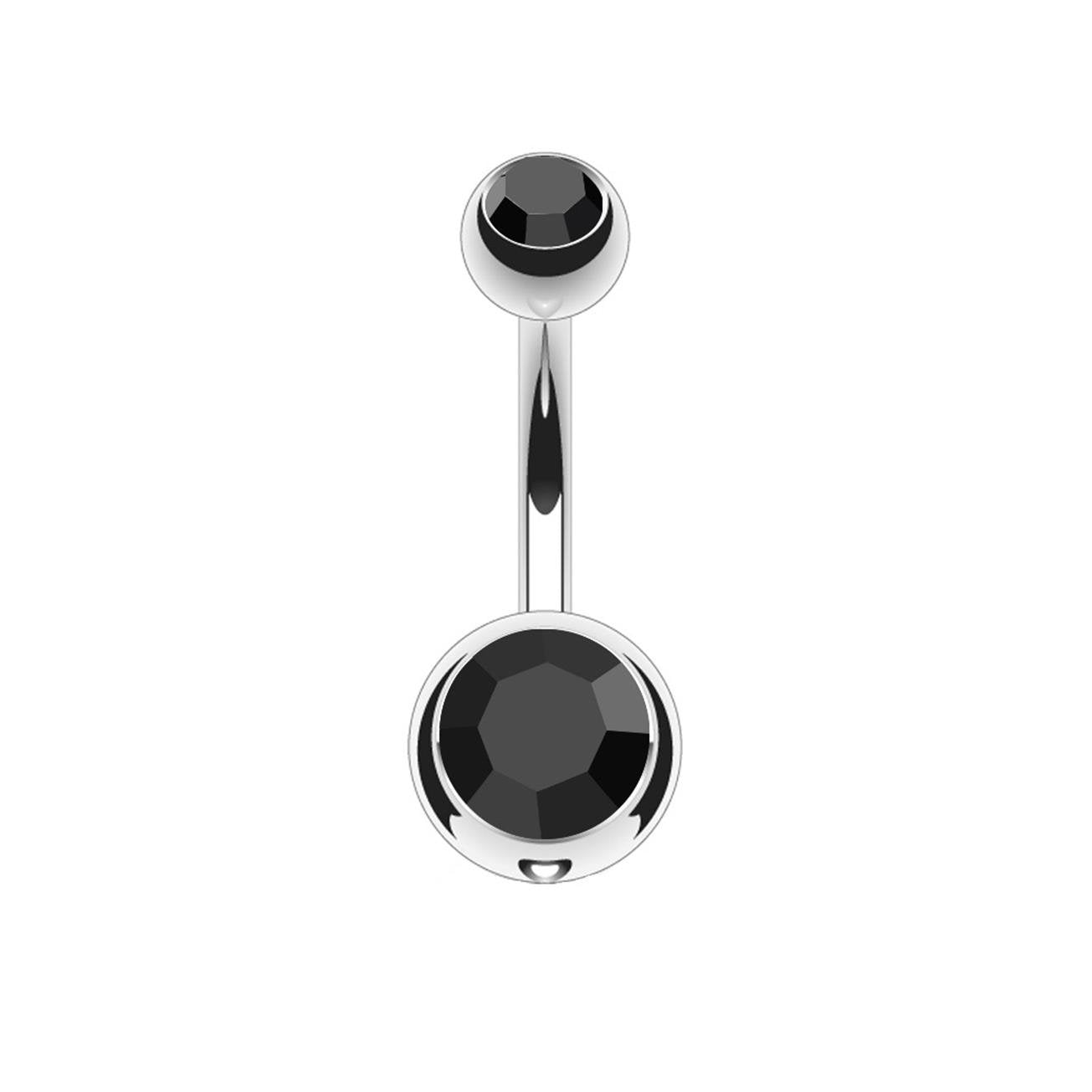 Bauchnabelpiercing 2 ZIRKONIA Nabelpiercing Chirurgenstahl Bananabell Silber Multicolor Stab 1,6/10mm Kugeln 5/8mm