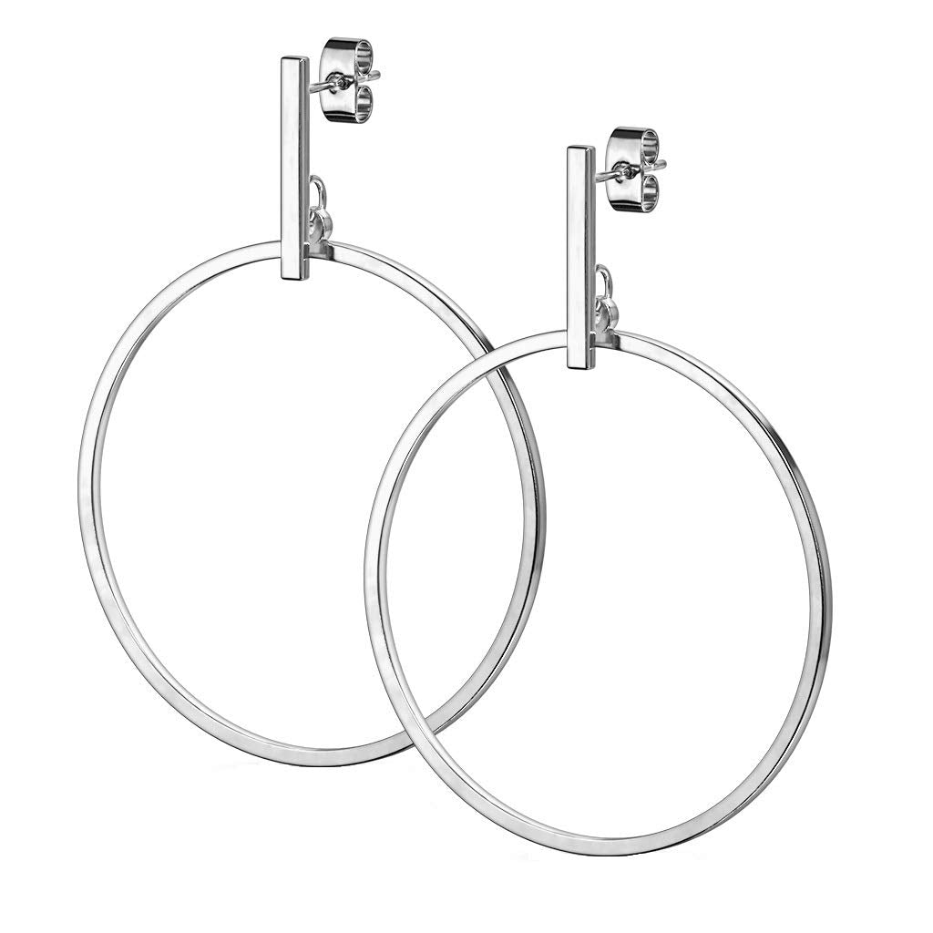 1 Paar Damen Ohrstecker Balken Anhänger Ring rund Ohrringe Chirurgenstahl Steckerverschluss Silber Gold