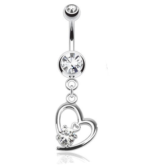 Bauchnabelpiercing 1,6mm 10mm Anhänger Herz Nabelpiercing Edelstahl Chirurgenstahl Bananabell Zirkonia Pink Clear Aurora