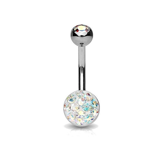 Bauchnabelpiercing Grosse Glitzer-Kugel Stab 1,6mm 10mm Nabelpiercing Edelstahl Chirurgenstahl Bananabell Zirkonia viele Farben