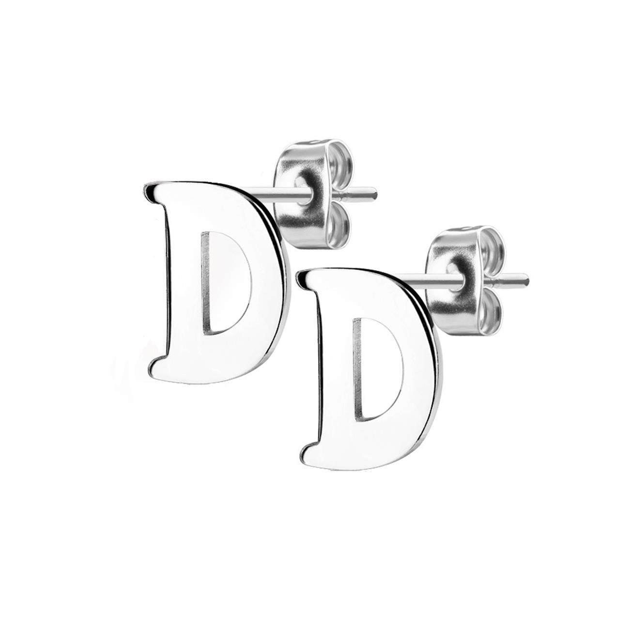 1 Paar Ohrstecker ALPHABET INITIALEN e Ohrringe Schmuck Set Edelstahl Silber Roségold