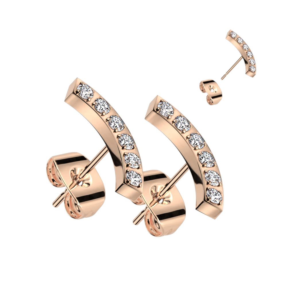 1 Paar Damen Ohrstecker Zirkonia Bogen Clear Chirurgenstahl Ohrringe Ohrhänger Silber Gold Roségold