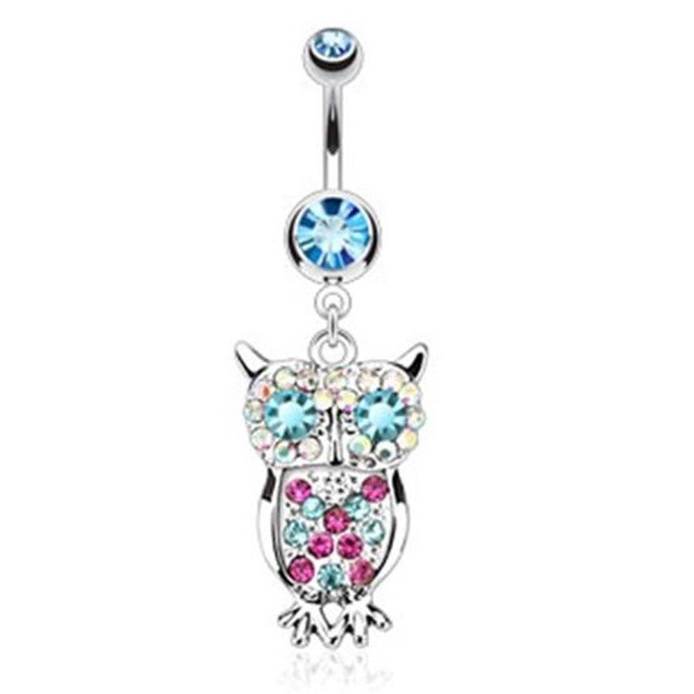 Bauchnabelpiercing Feder Anhänger 1,6mm 10mm Nabelpiercing Edelstahl Chirurgenstahl Bananabell Zirkonia Silber Pink Aqua Clear