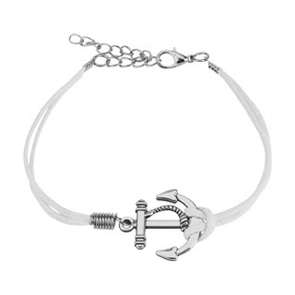 Wickelarmband Kleiner Anker Länge 240mm Breite 2,53mm verstellbar Karabinerverschluss Kunstleder Edelstahl Seil Maritim