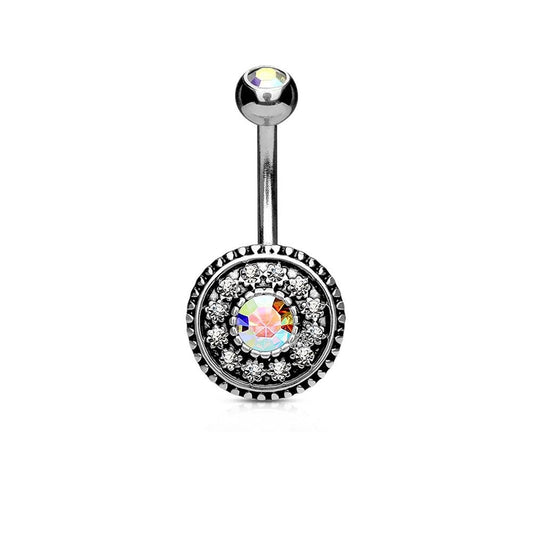 Bauchnabelpiercing 1,6mm 10mm Vintage Ornament Blume Juwel Nabelpiercing Edelstahl Chirurgenstahl Bananabell Zirkonia Opal