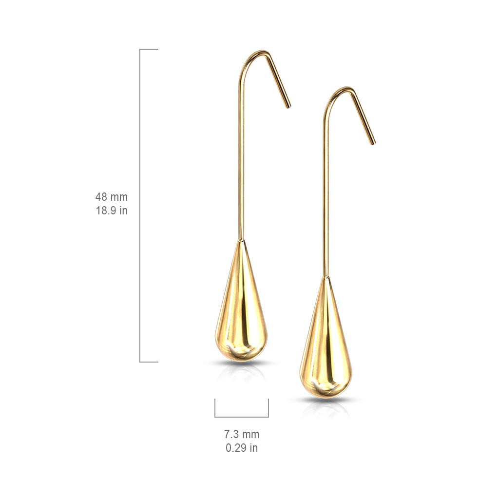 1 Paar Damen Langer Tränen-Tropfen Anhänger Ohrringe Ohrstecker Ohrhänger Chirurgenstahl Gold Roségold Silber 48mm