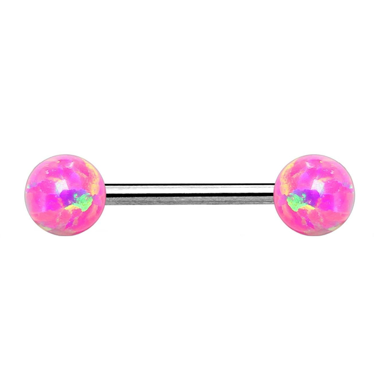 Brustwarzenpiercing 2 Opale Brustpiercing Nippelpiercing Chirurgenstahl Silber Blau Weiß Grün Pink Stab 1,6mm 14/16mm